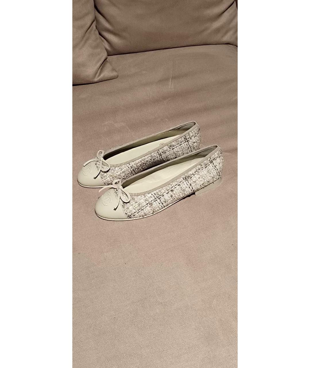 CHANEL Серые кожаные балетки, фото 3