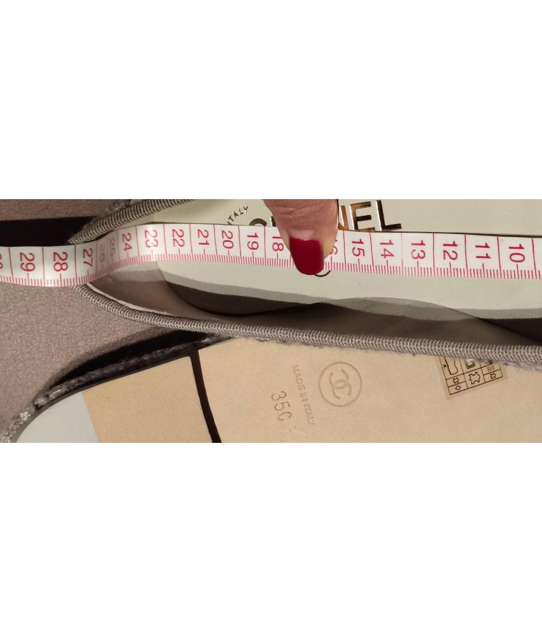 CHANEL Серые кожаные балетки, фото 6