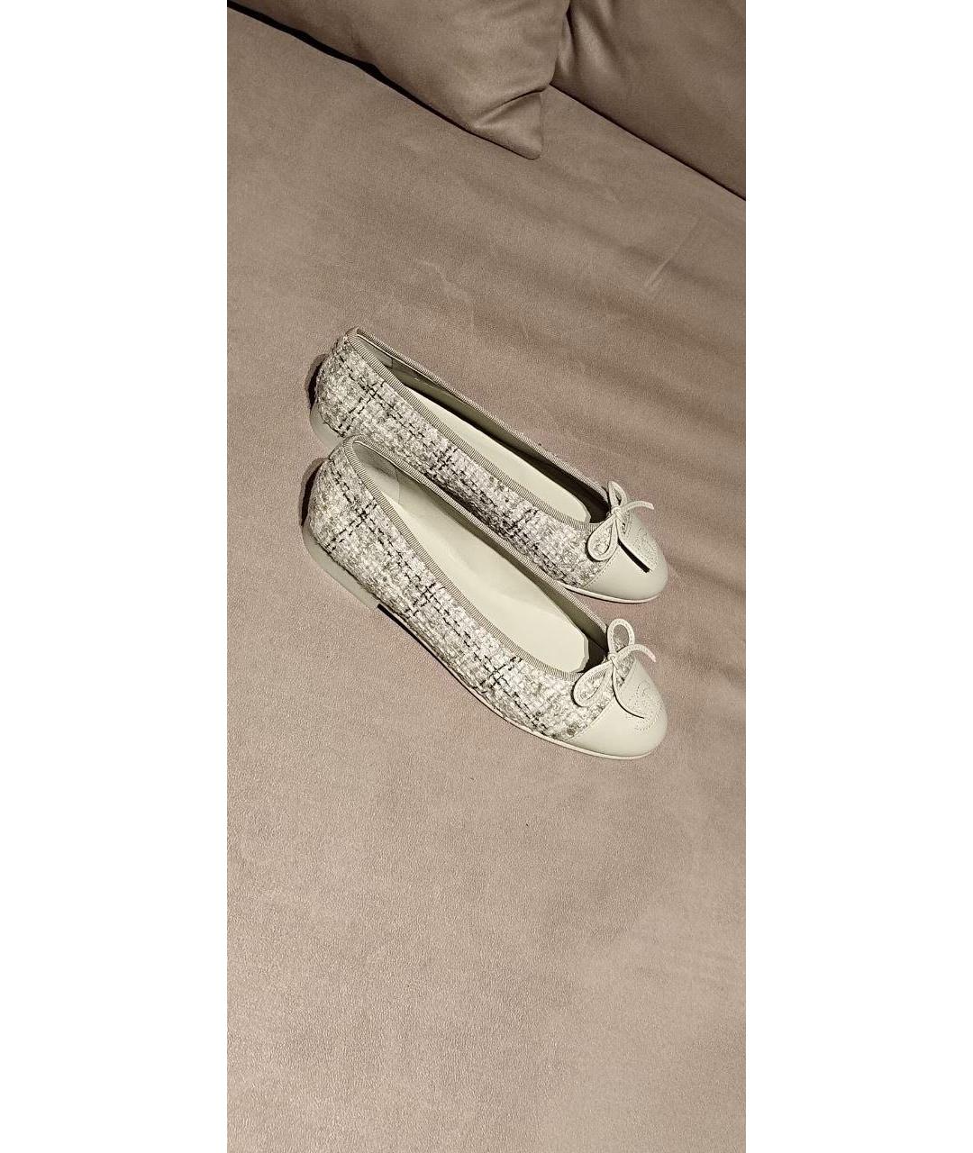 CHANEL Серые кожаные балетки, фото 5