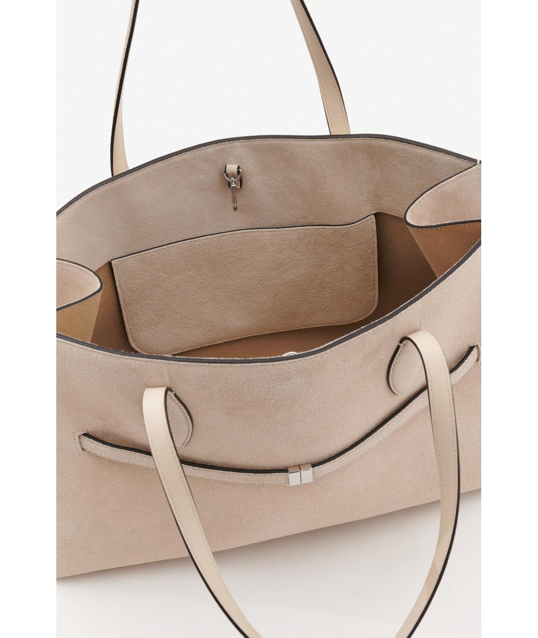 TOTEME Бежевая замшевая сумка тоут, фото 4