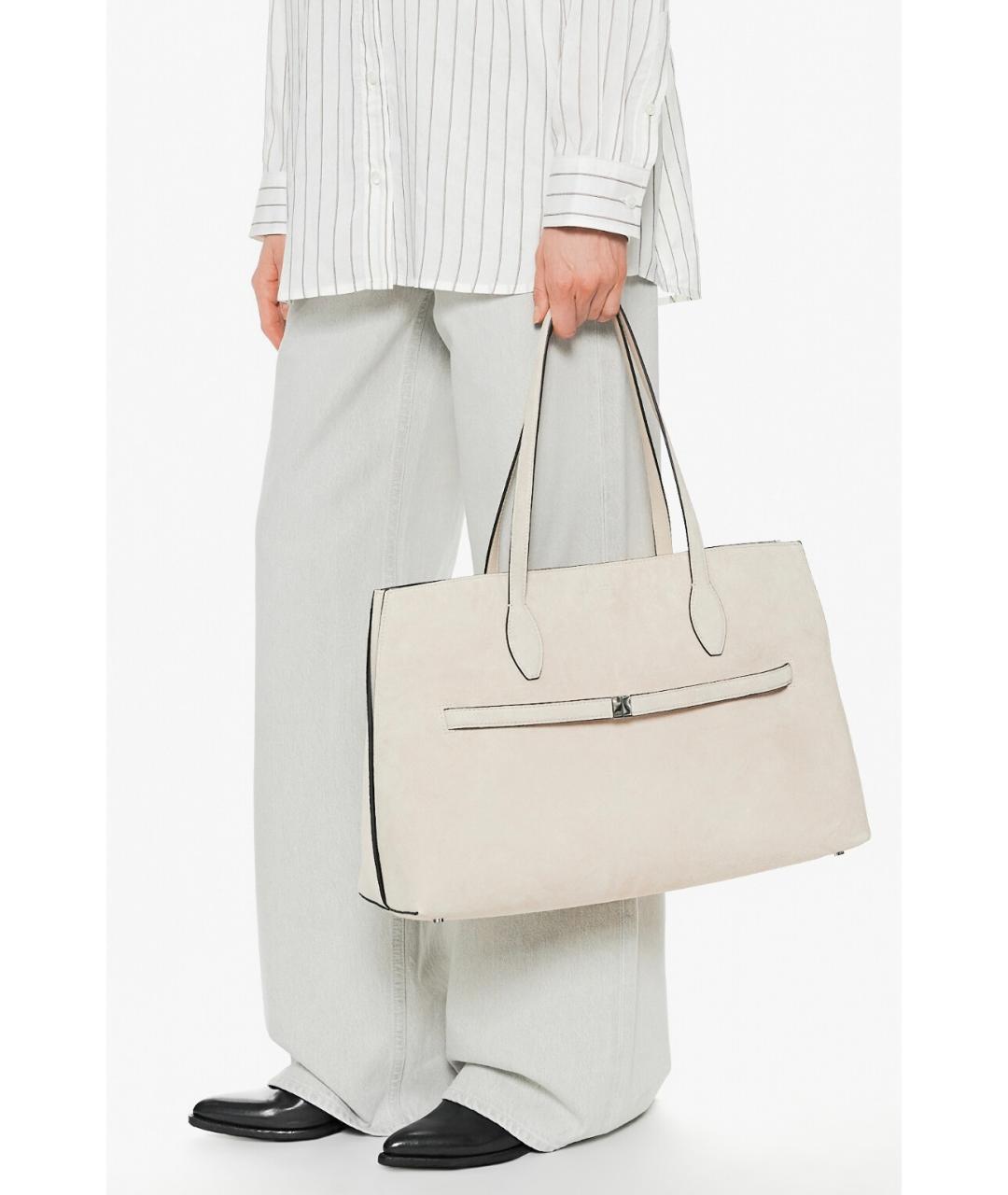 TOTEME Бежевая замшевая сумка тоут, фото 6