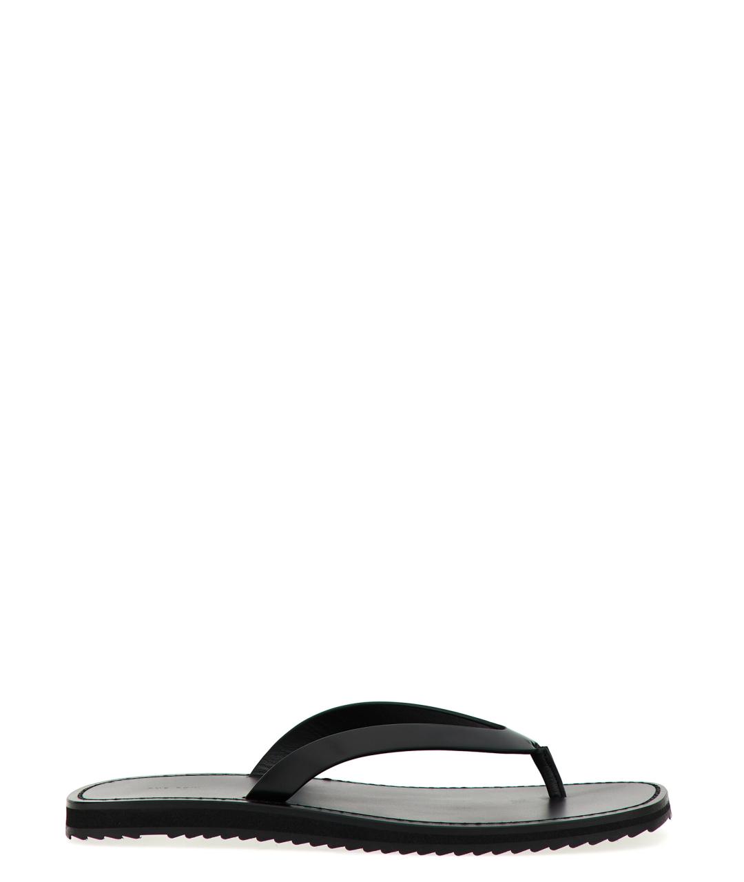 THE ROW Черные кожаные шлепанцы, фото 1