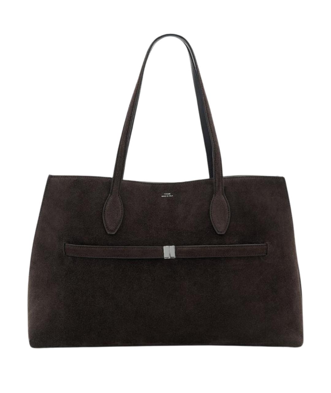 TOTEME Коричневая замшевая сумка тоут, фото 1