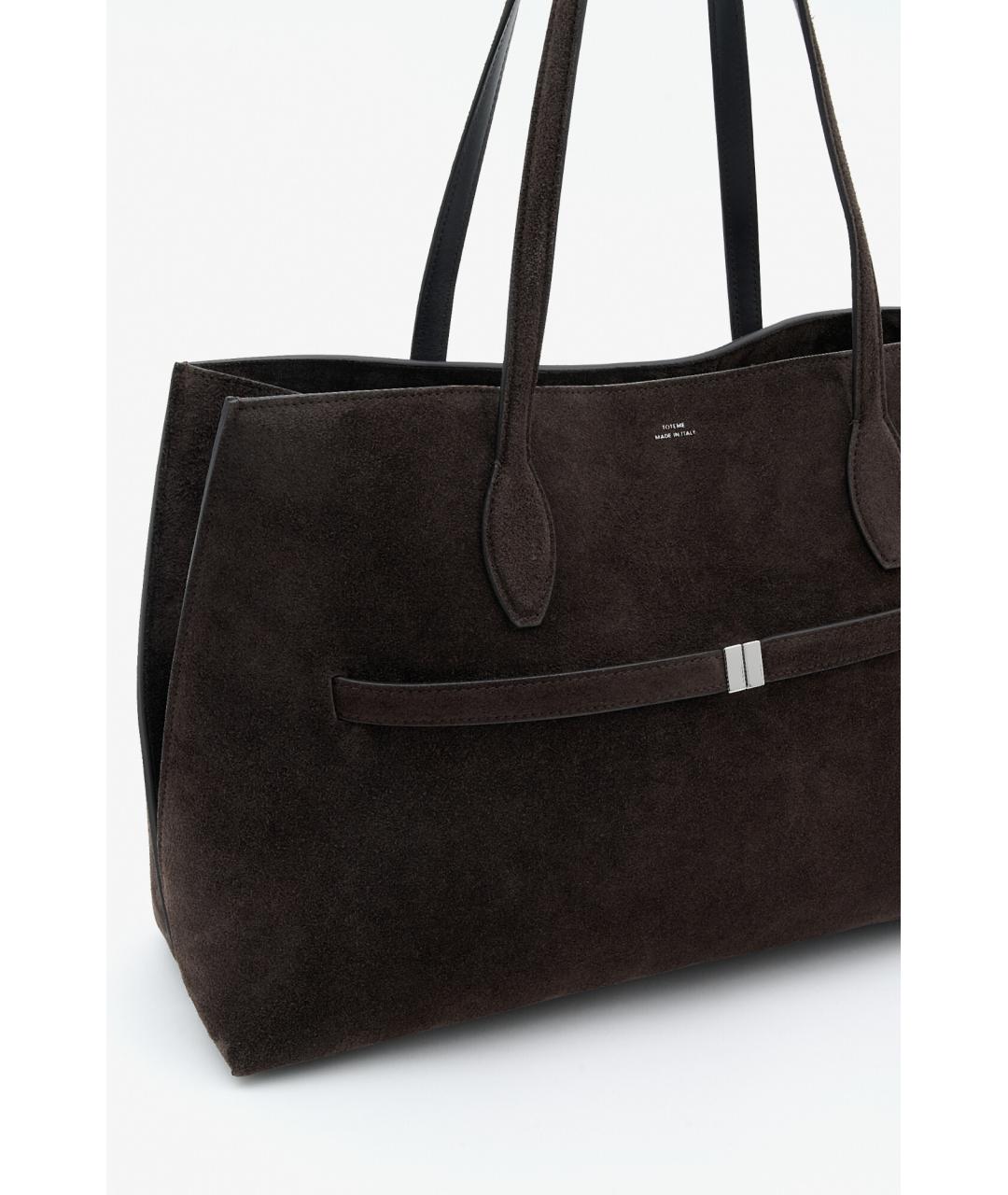 TOTEME Коричневая замшевая сумка тоут, фото 5