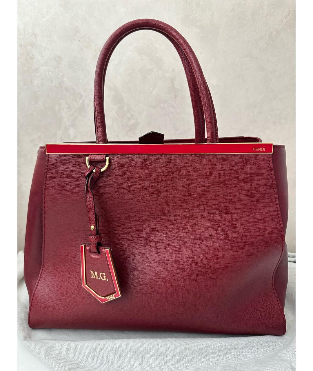 FENDI Бордовая кожаная сумка с короткими ручками, фото 7
