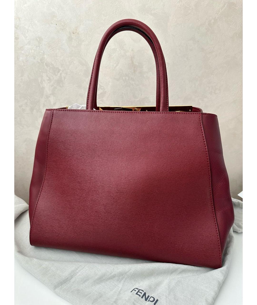 FENDI Бордовая кожаная сумка с короткими ручками, фото 2