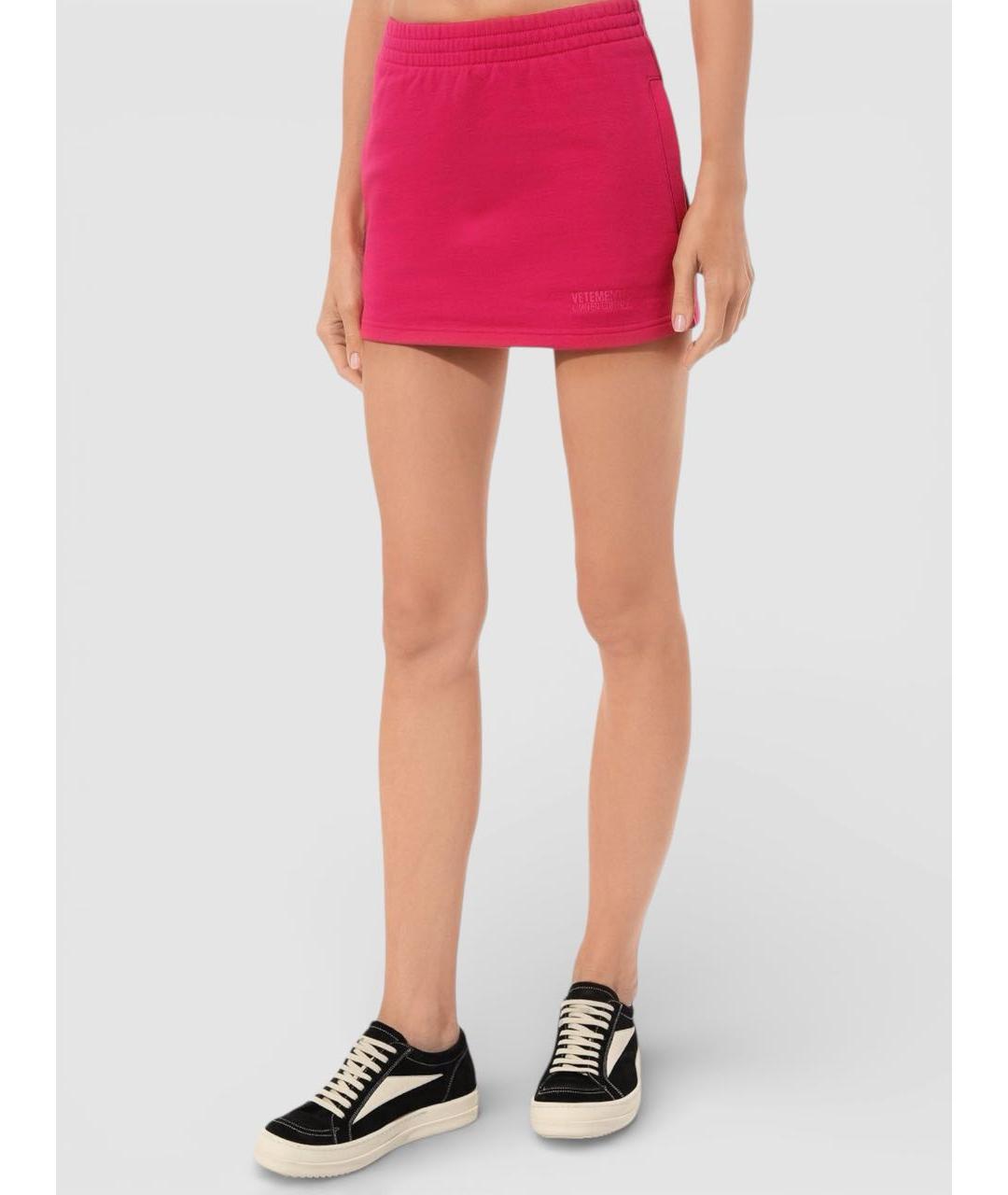 VETEMENTS Коралловая хлопковая юбка мини, фото 4