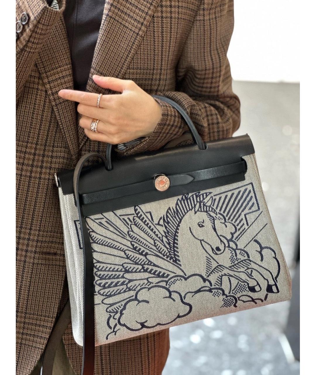 HERMES Черная деним сумка через плечо, фото 9