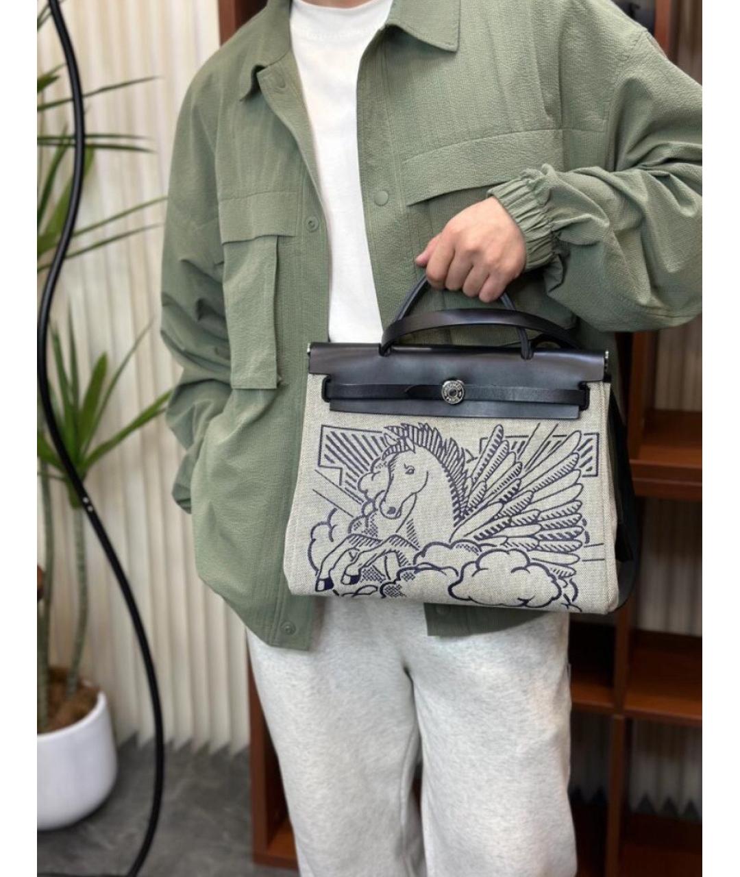 HERMES Черная деним сумка через плечо, фото 8