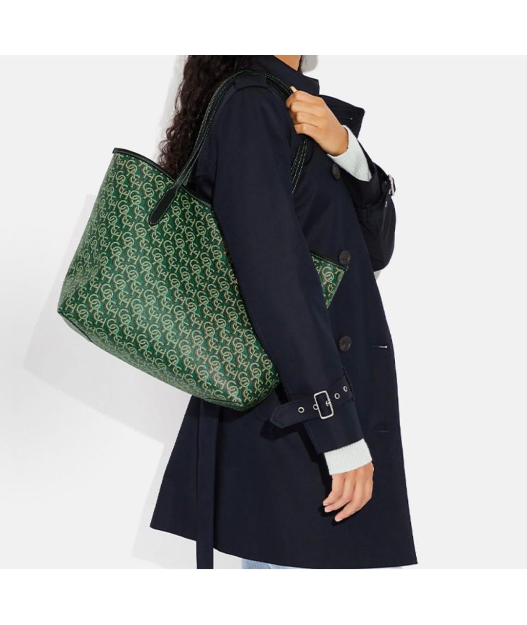 COACH Зеленая сумка тоут, фото 4