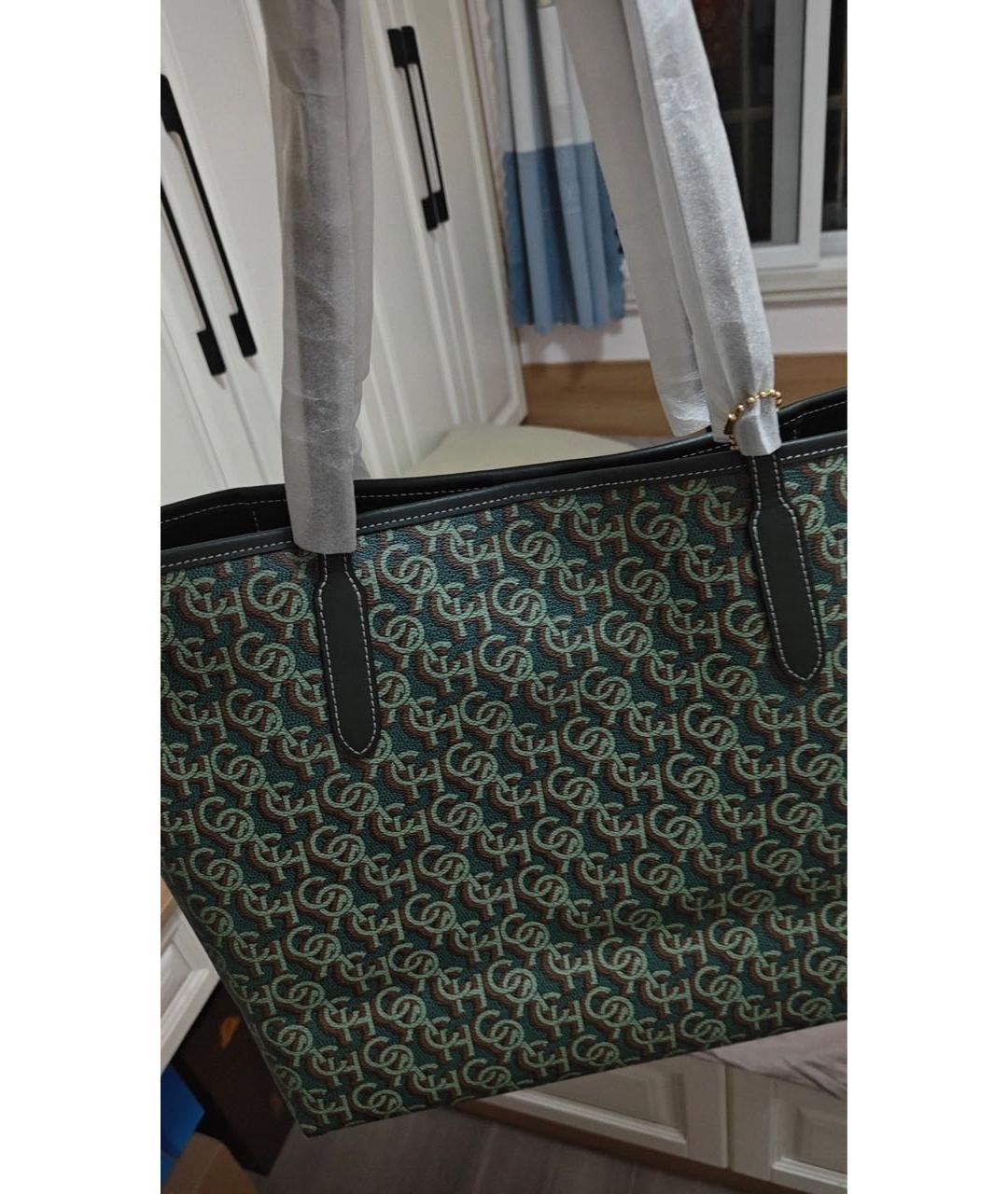 COACH Зеленая сумка тоут, фото 5