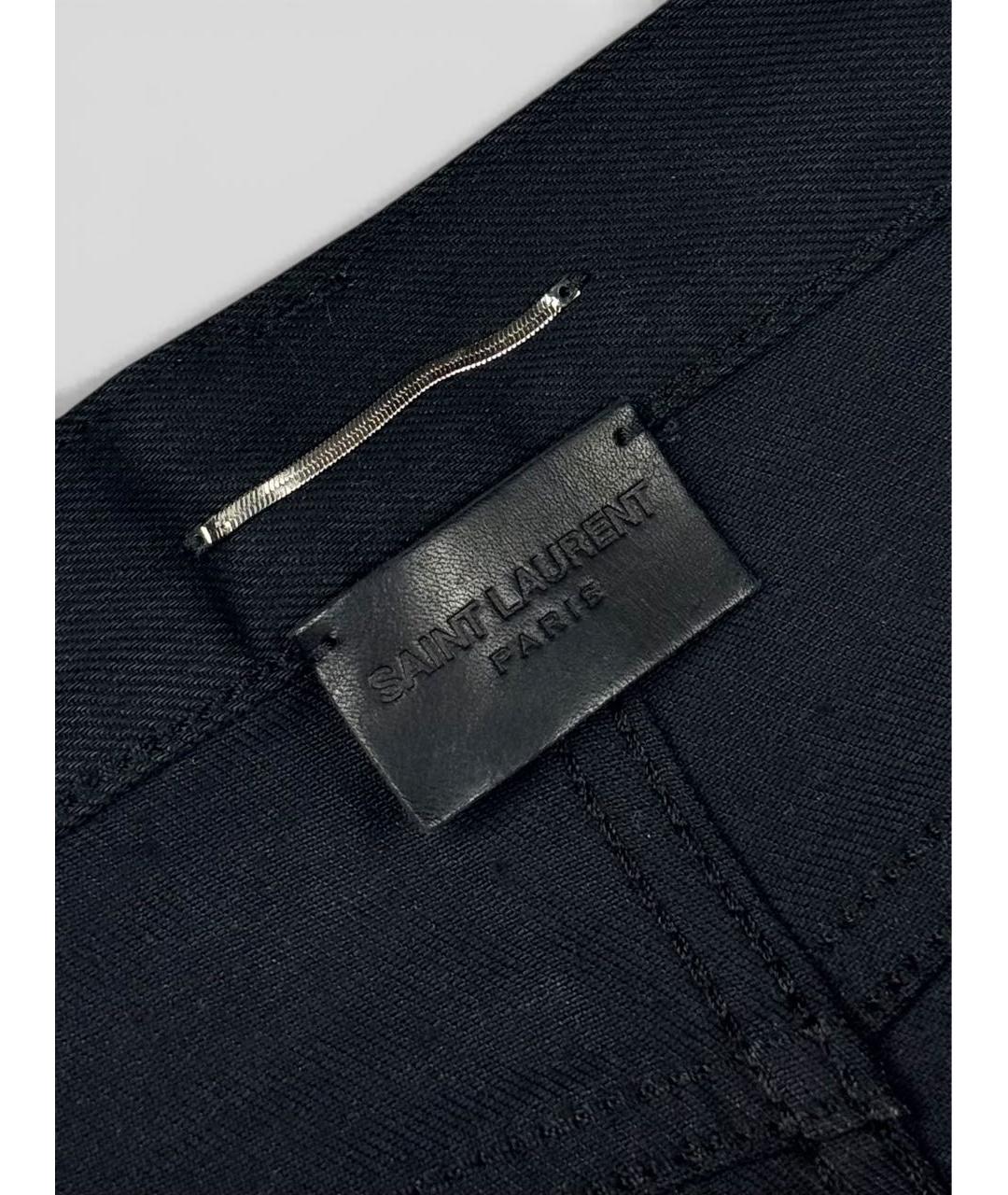 SAINT LAURENT Черные хлопко-эластановые шорты, фото 4