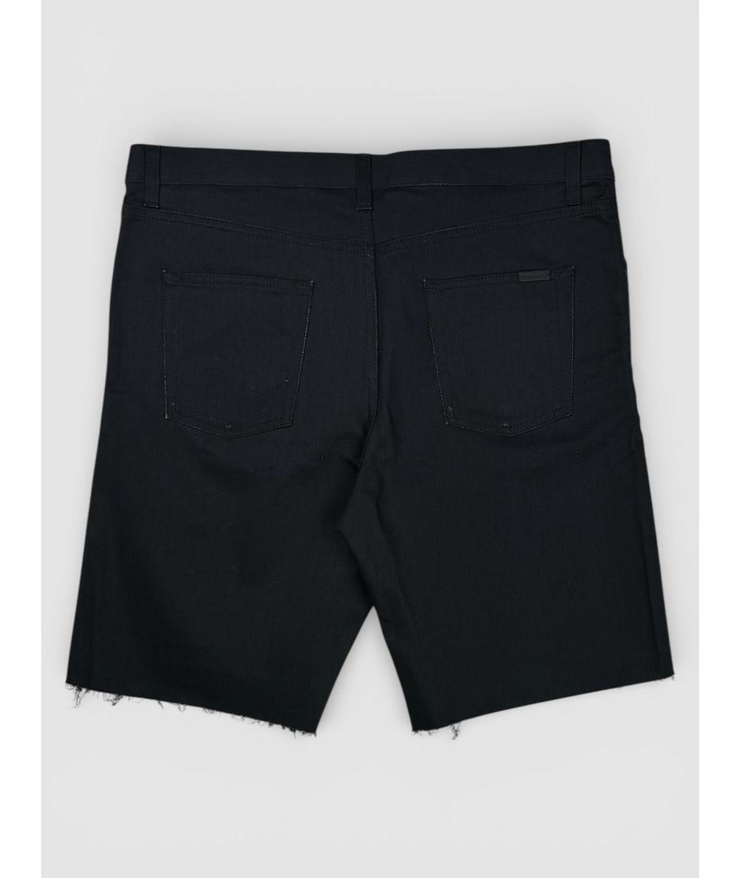 SAINT LAURENT Черные хлопко-эластановые шорты, фото 2