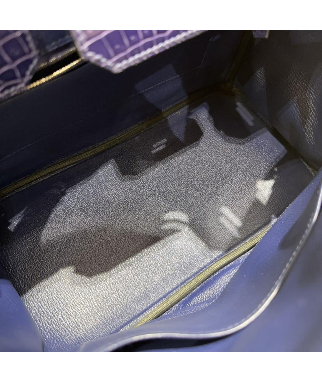 HERMES Синяя кожаная сумка с короткими ручками, фото 4