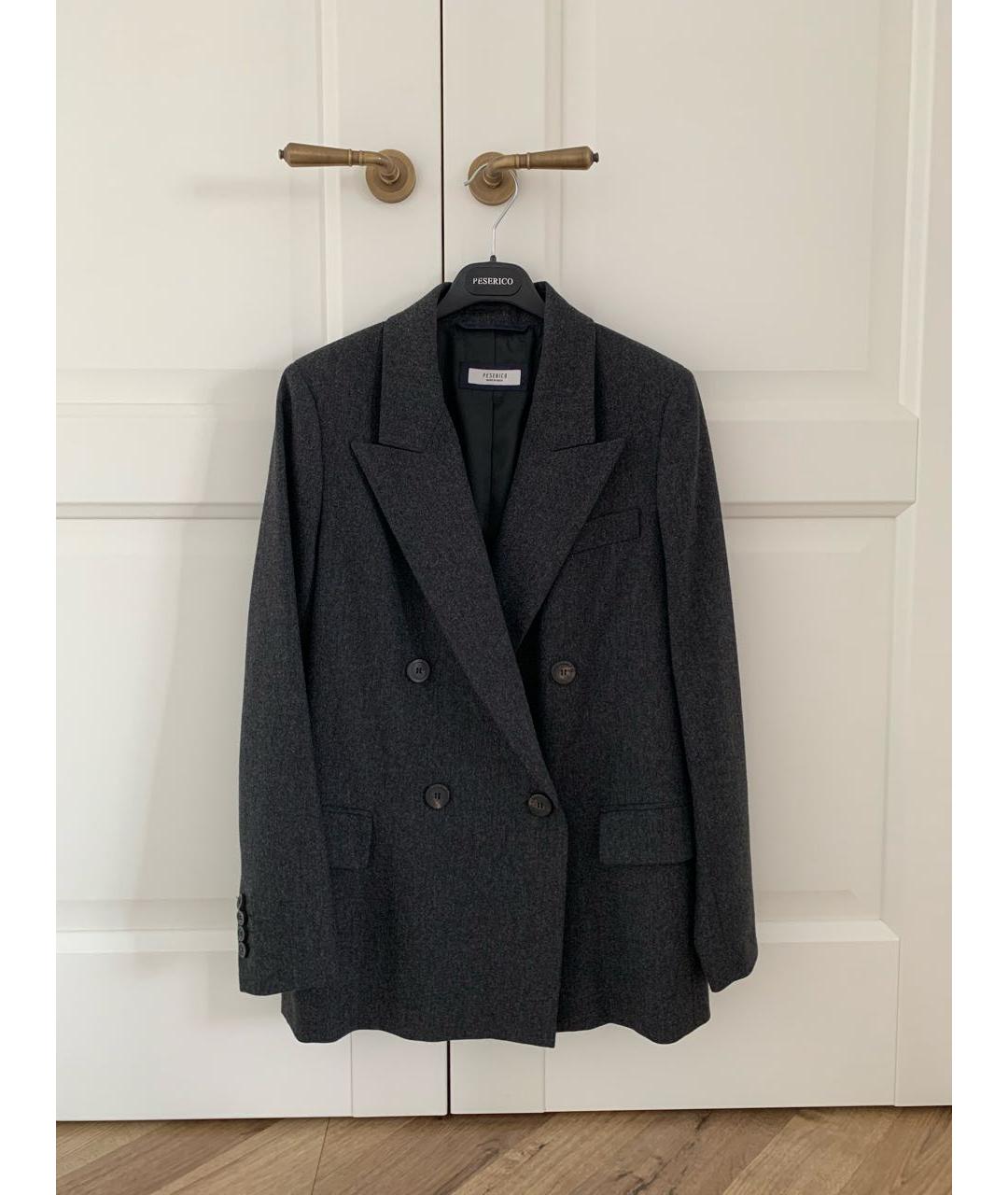 PESERICO Антрацитовый шерстяной жакет/пиджак, фото 2