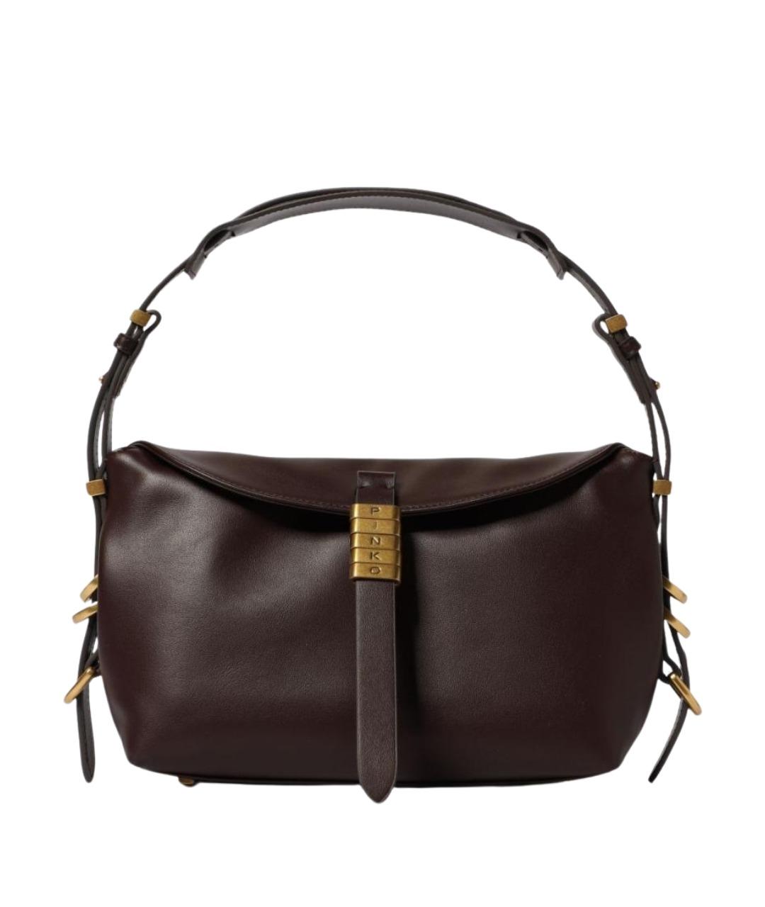 PINKO Коричневая кожаная сумка через плечо, фото 1