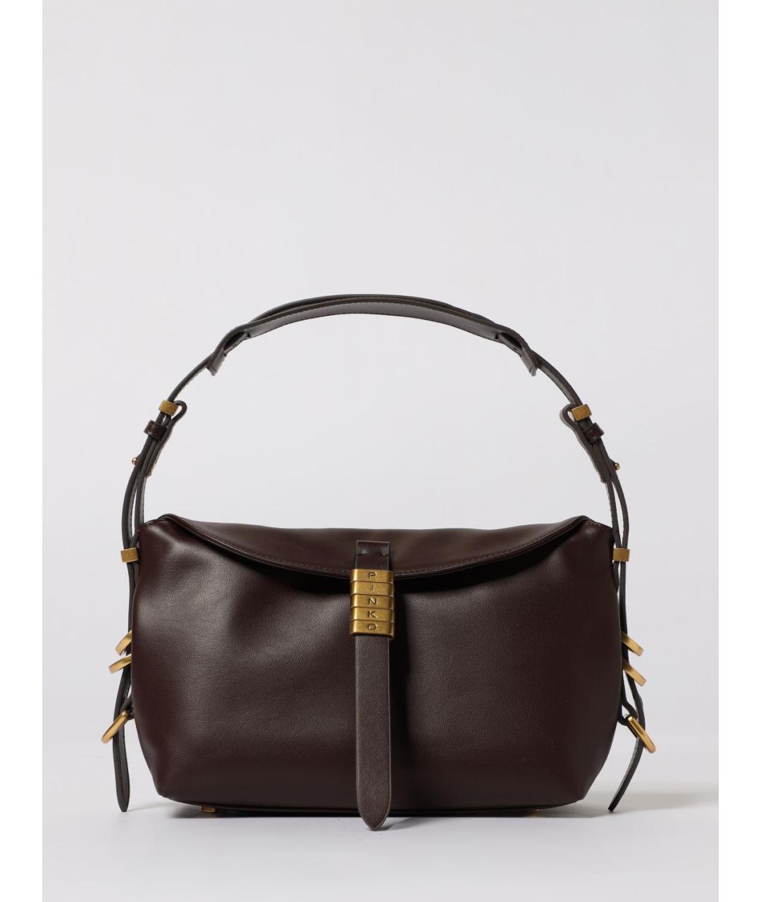 PINKO Коричневая кожаная сумка через плечо, фото 4