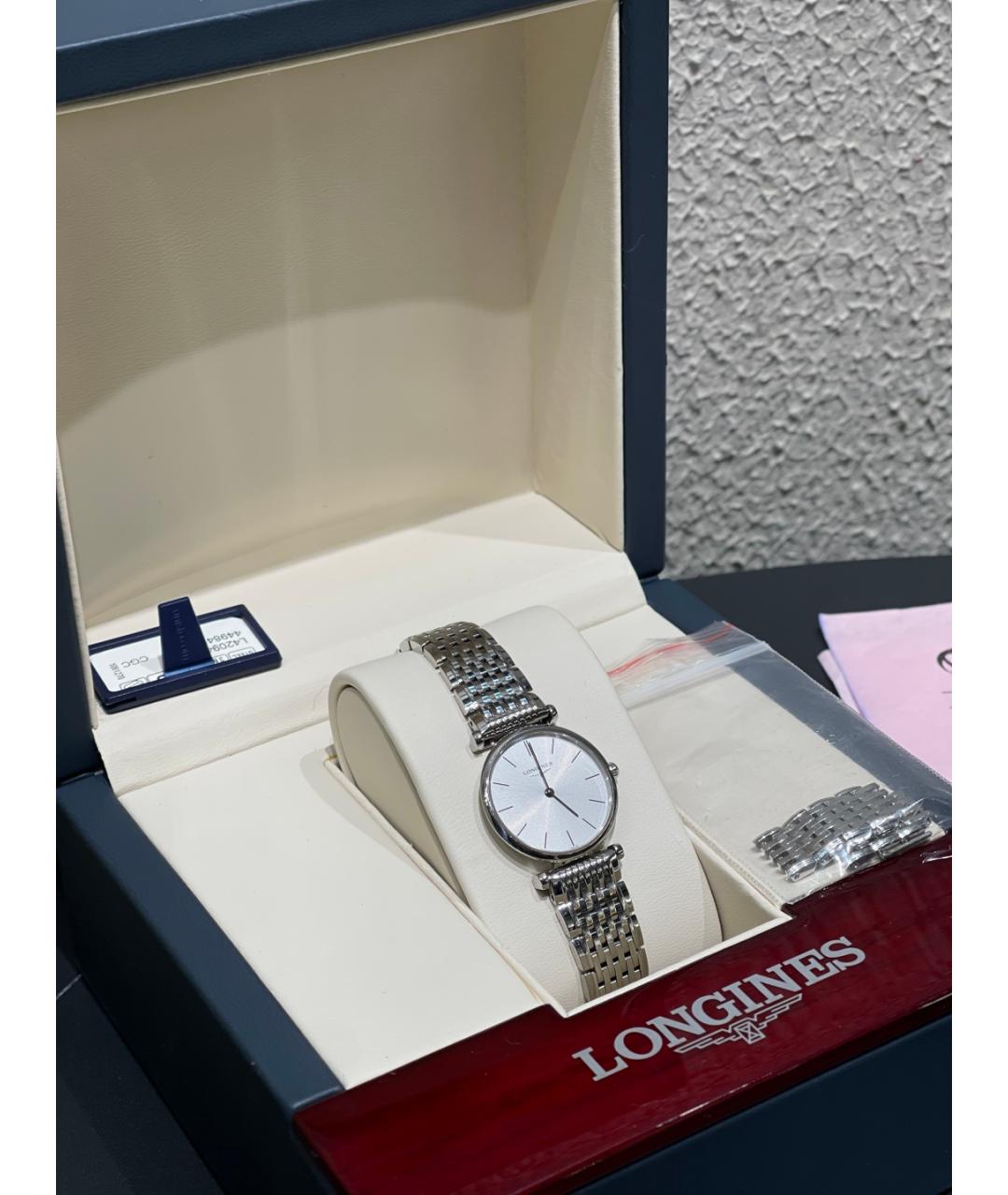 LONGINES Белые металлические часы, фото 4