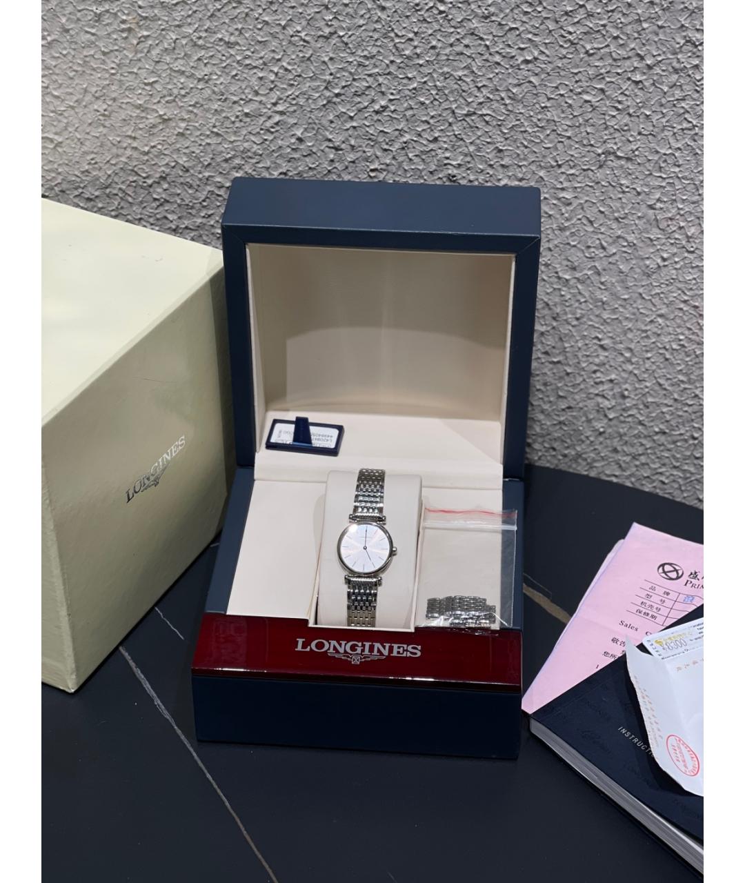 LONGINES Белые металлические часы, фото 2