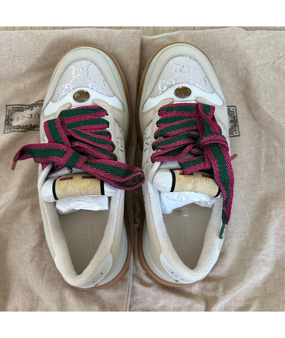 GUCCI Бежевые кожаные кеды, фото 3