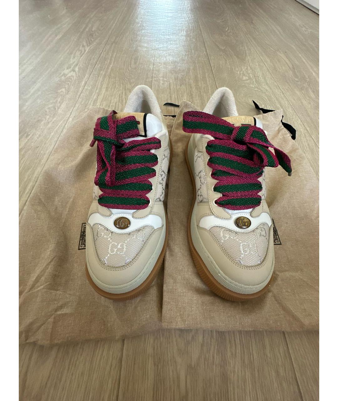 GUCCI Бежевые кожаные кеды, фото 2