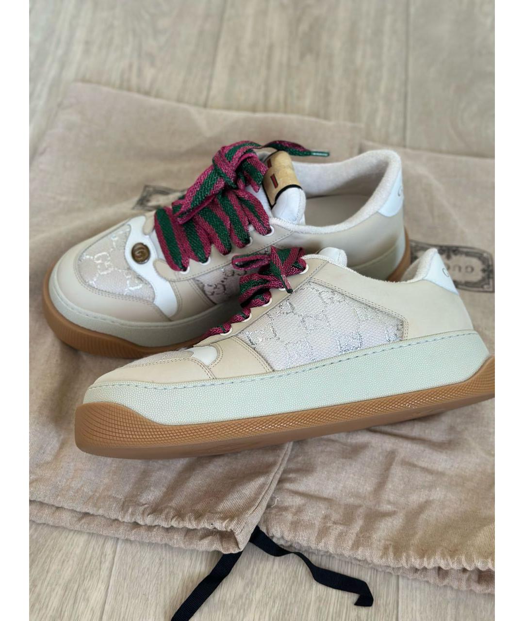 GUCCI Бежевые кожаные кеды, фото 5