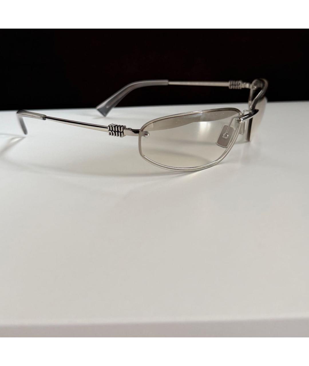 MIU MIU Белые металлические солнцезащитные очки, фото 7