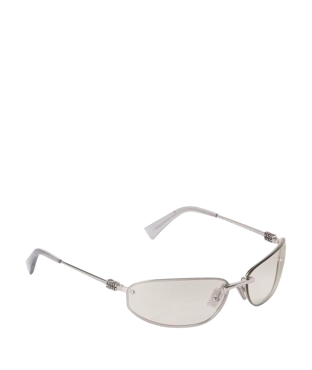 MIU MIU Белые металлические солнцезащитные очки, фото 1