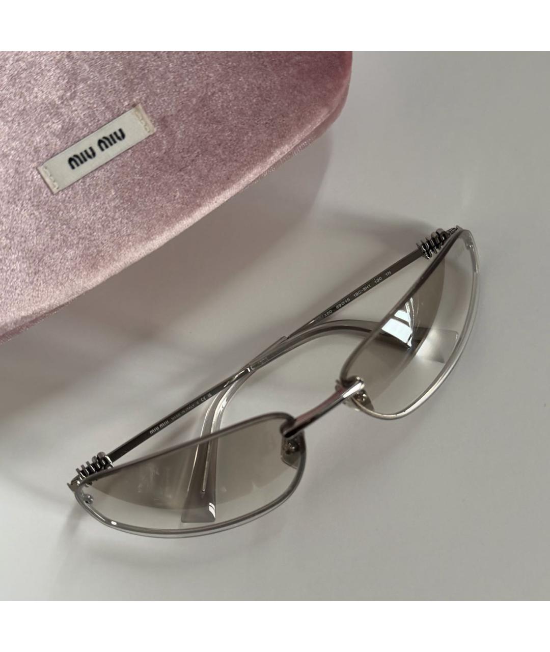 MIU MIU Белые металлические солнцезащитные очки, фото 3