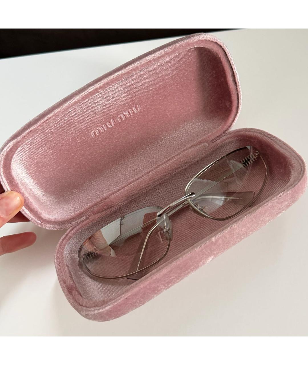 MIU MIU Белые металлические солнцезащитные очки, фото 8