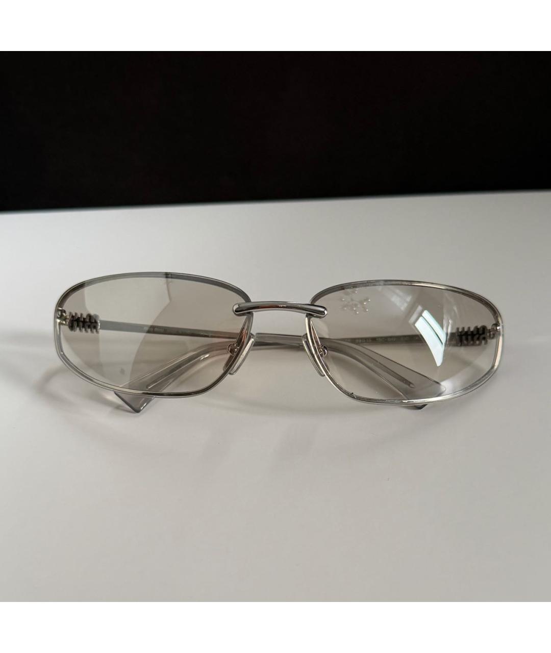 MIU MIU Белые металлические солнцезащитные очки, фото 6