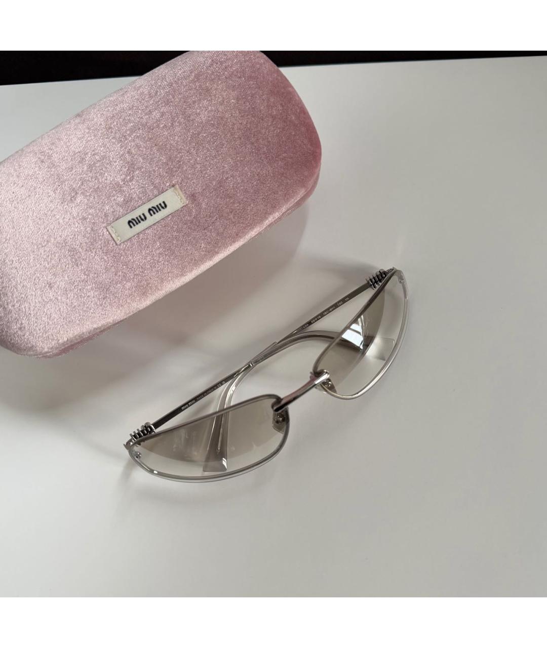 MIU MIU Белые металлические солнцезащитные очки, фото 2