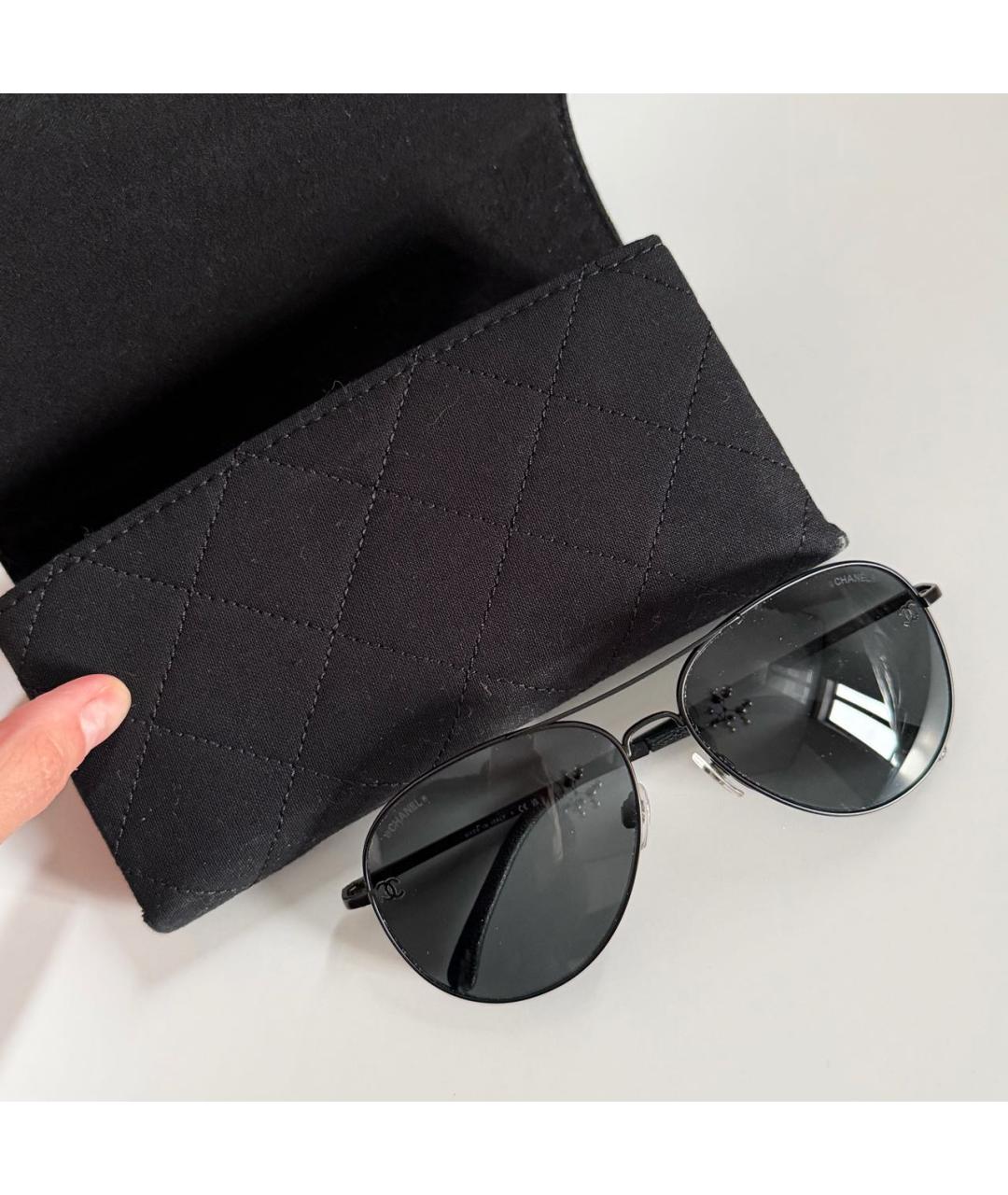 CHANEL Черные металлические солнцезащитные очки, фото 2