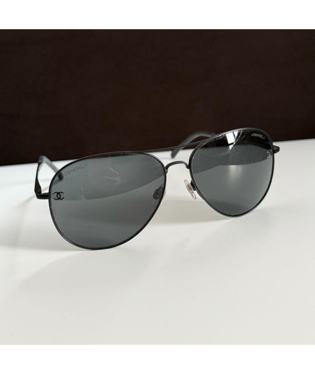CHANEL Черные металлические солнцезащитные очки, фото 6