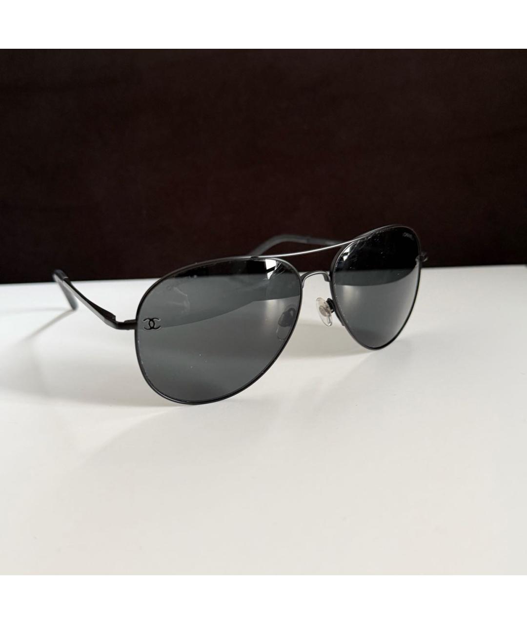 CHANEL Черные металлические солнцезащитные очки, фото 5