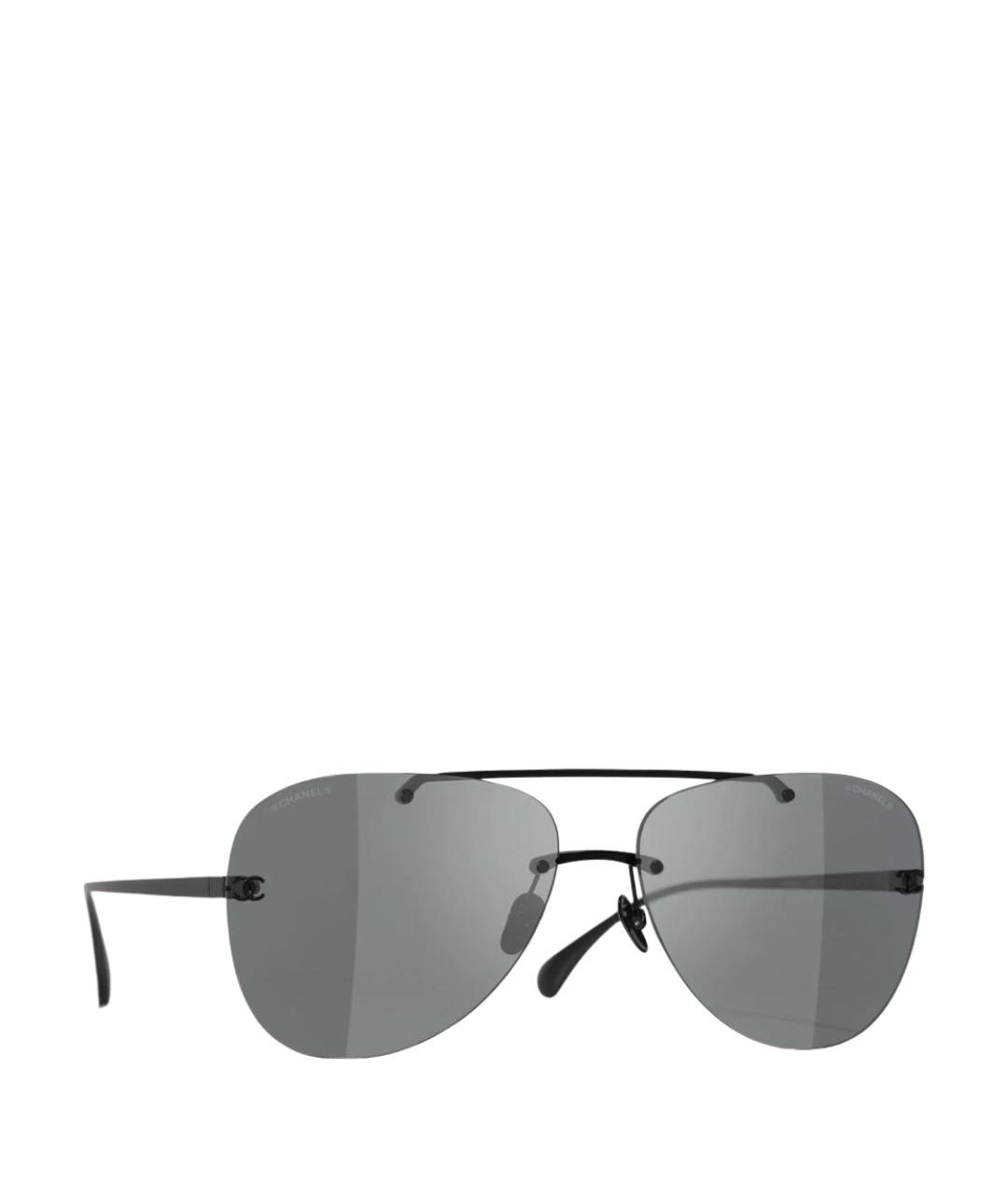 CHANEL Черные металлические солнцезащитные очки, фото 1