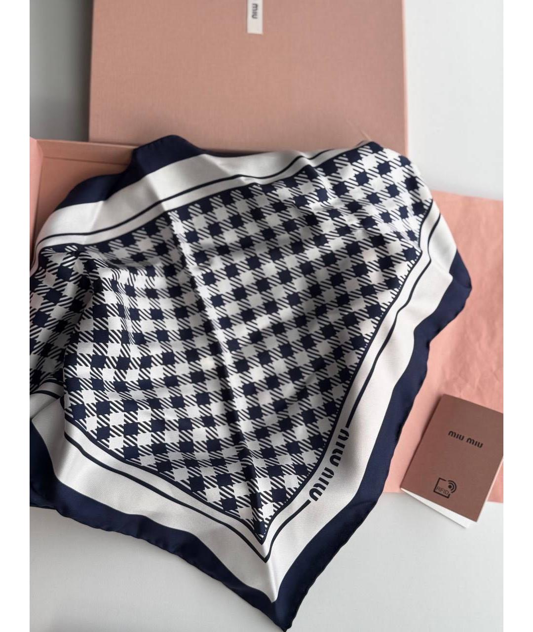 MIU MIU Белый шелковый платок, фото 2