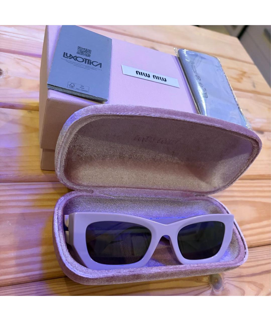 MIU MIU Розовые пластиковые солнцезащитные очки, фото 2