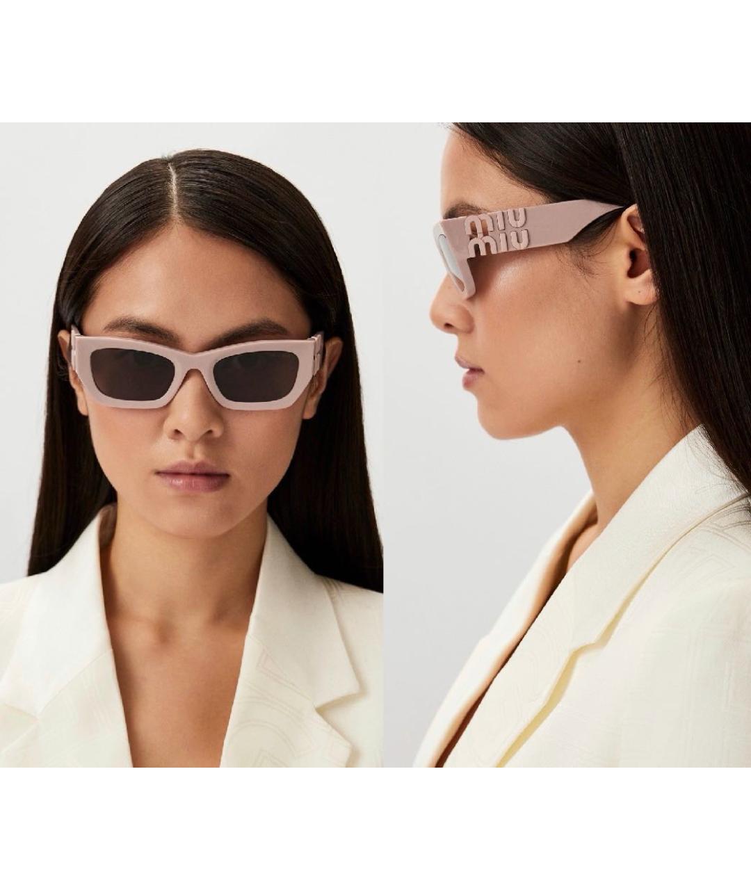 MIU MIU Розовые пластиковые солнцезащитные очки, фото 6