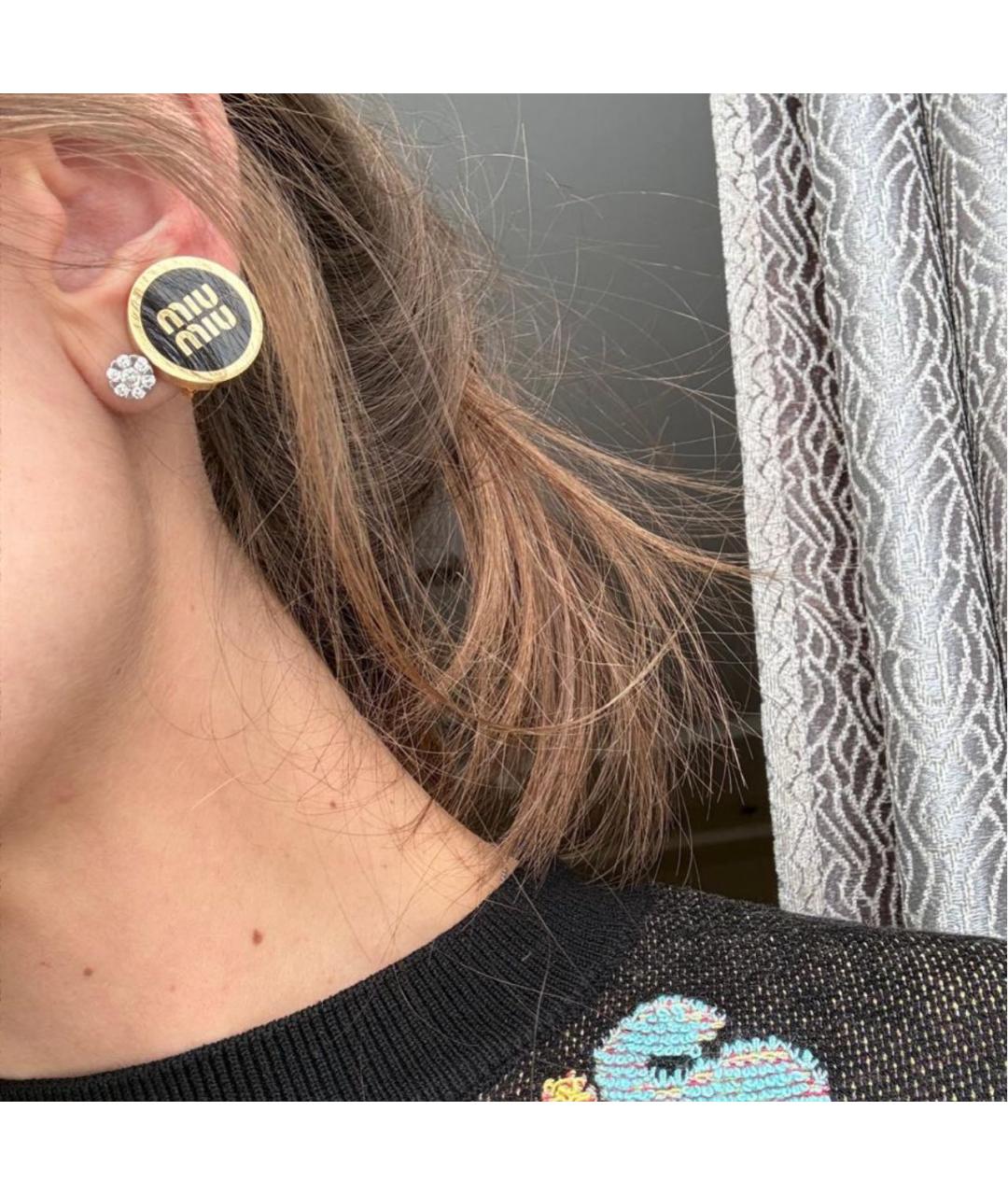 MIU MIU Черные металлические серьги, фото 3