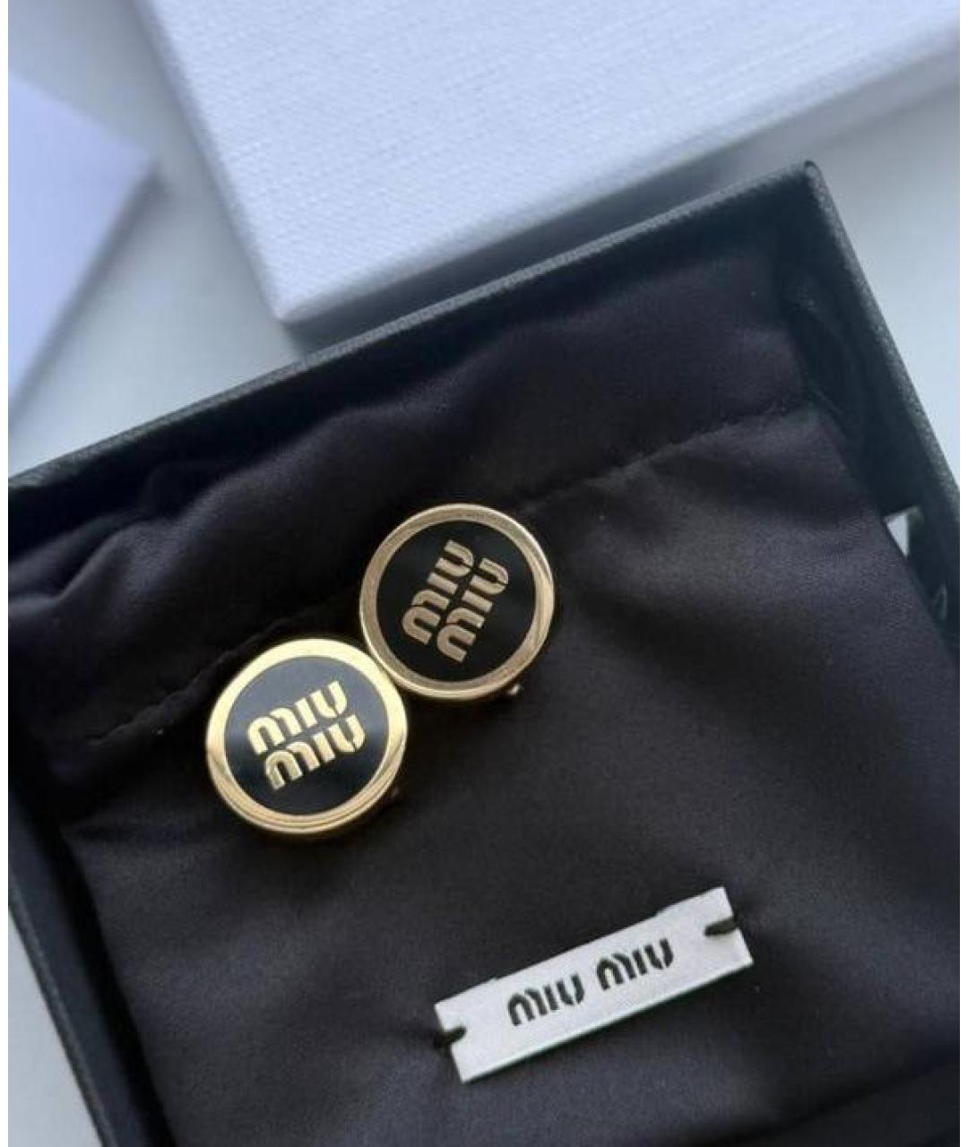 MIU MIU Черные металлические серьги, фото 5
