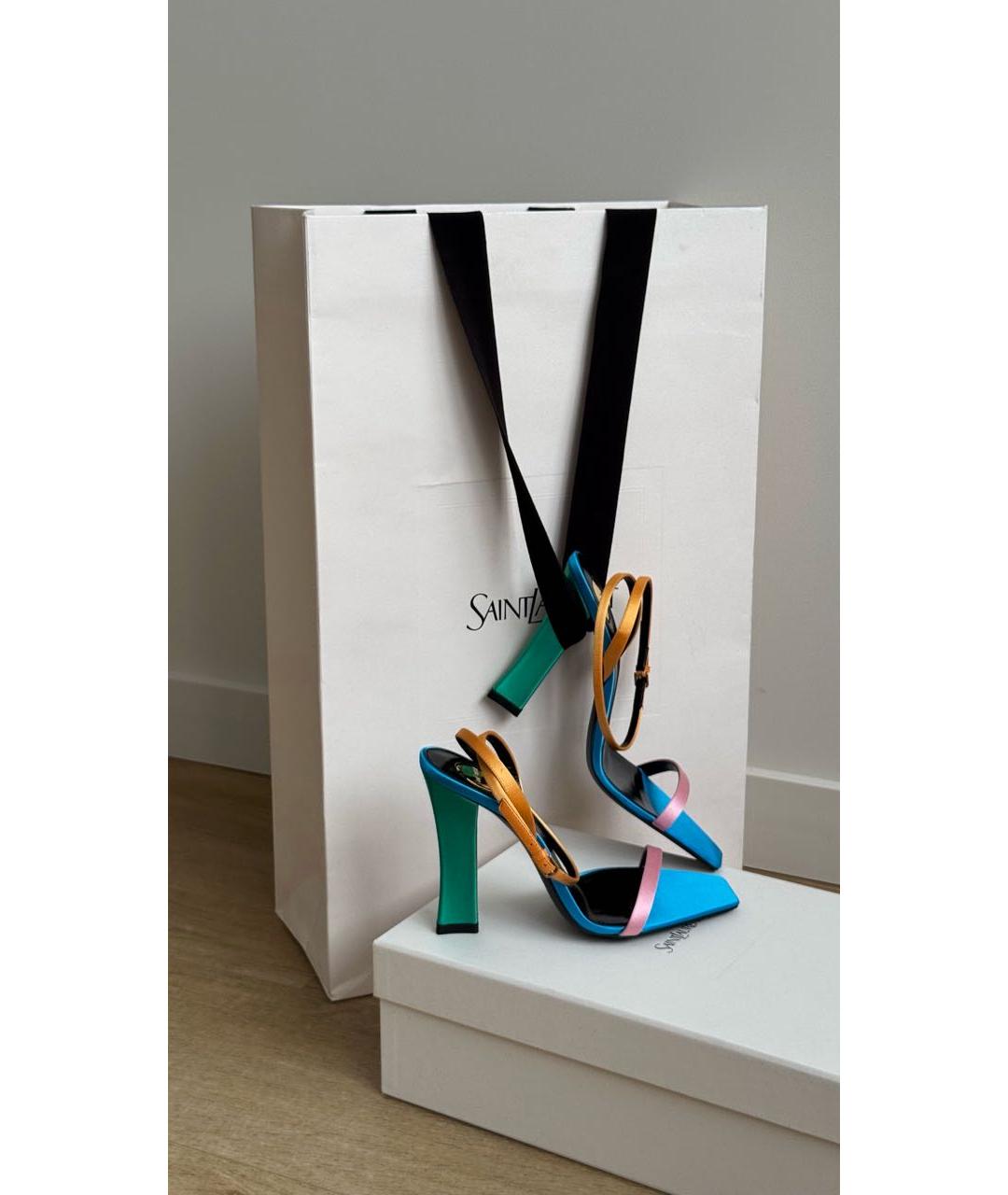 SAINT LAURENT Мульти текстильные босоножки, фото 5