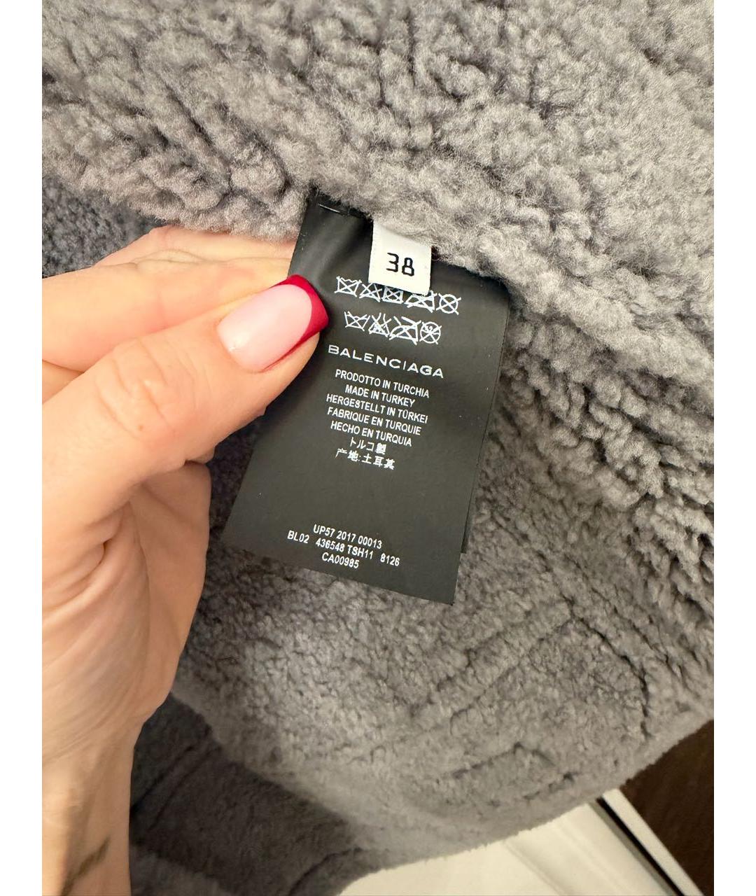 BALENCIAGA Серая кожаная дубленка, фото 2