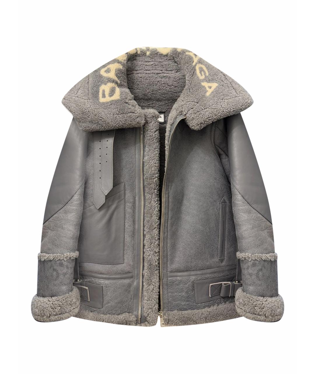 BALENCIAGA Серая кожаная дубленка, фото 1
