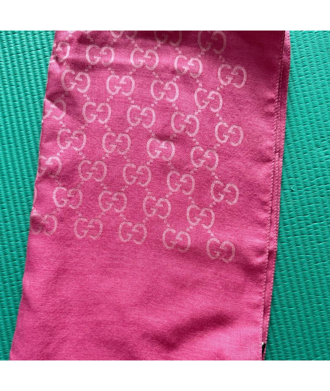 GUCCI Розовый шерстяной шарф, фото 2