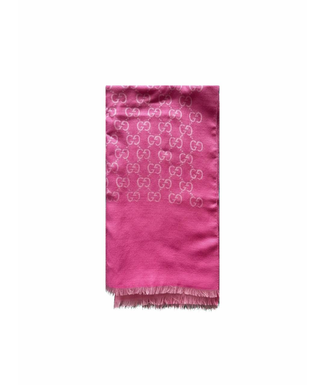 GUCCI Розовый шерстяной шарф, фото 1