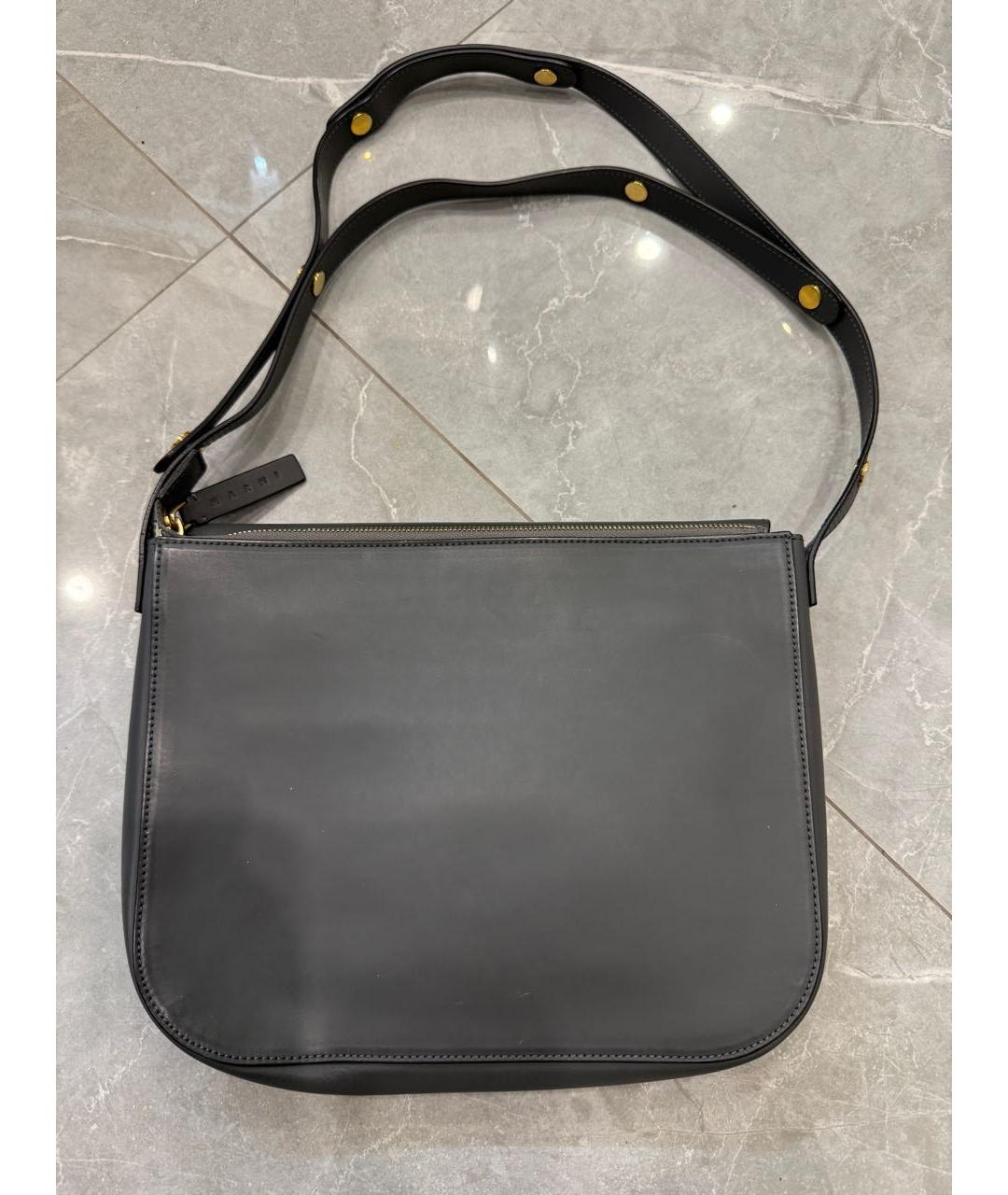 MARNI Серая кожаная сумка через плечо, фото 2