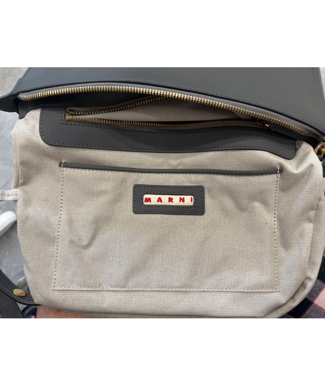 MARNI Серая кожаная сумка через плечо, фото 4