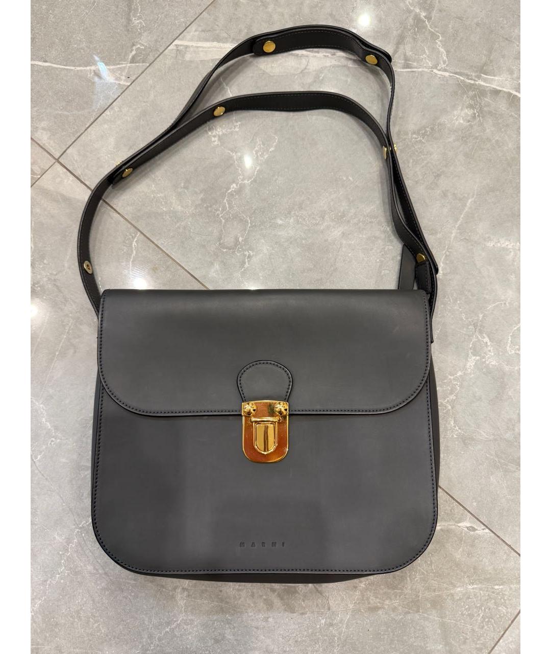 MARNI Серая кожаная сумка через плечо, фото 9