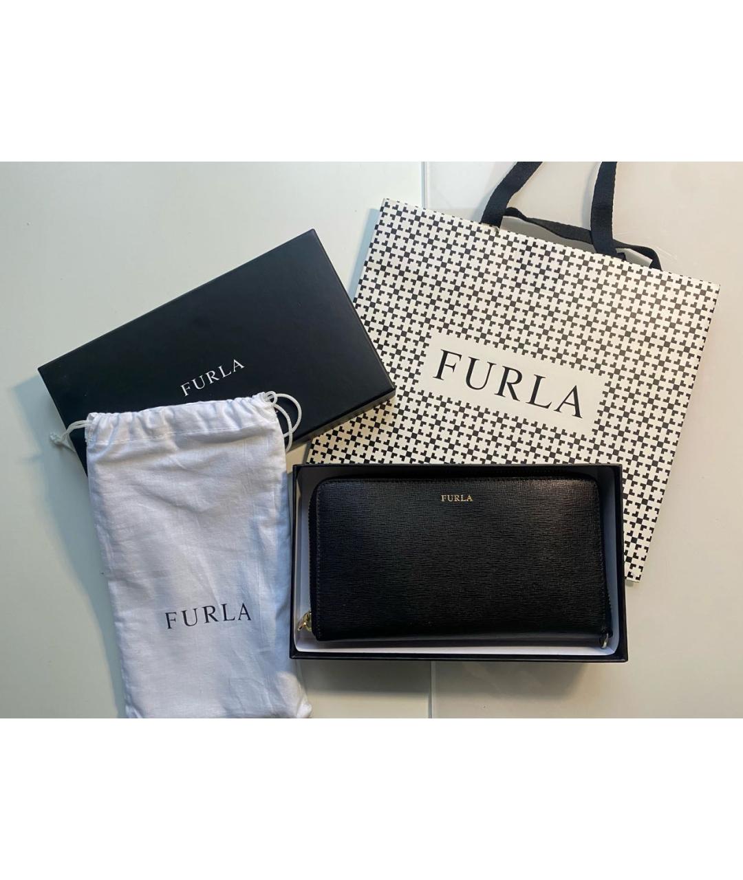 FURLA Черный кожаный кошелек, фото 2
